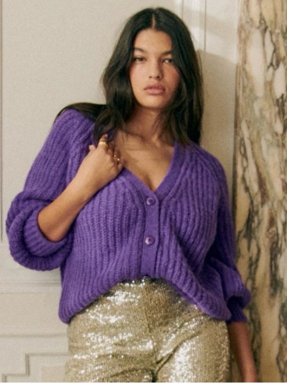 Rare NWOT 🇫🇷 Sézane Basile Cardigan Sweater Purple